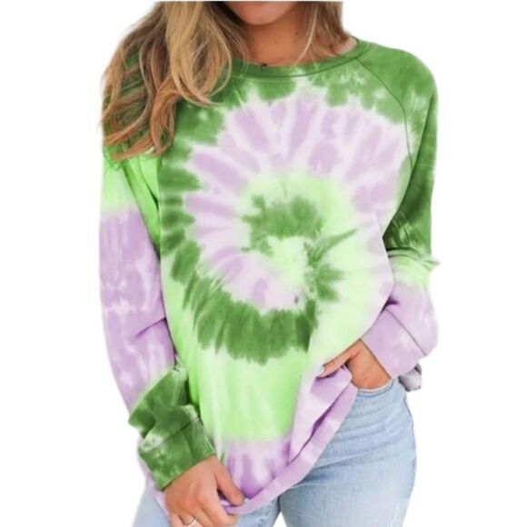 Women's Loose Tie Dye Top, Long Sleeve Crew Neck sz Small - Picture 1 of 3
